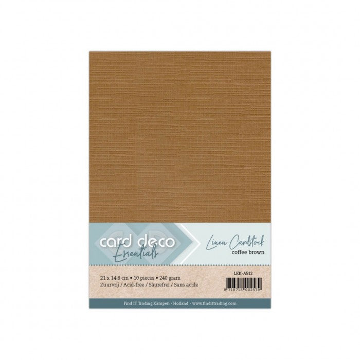 Card Deco Linen Cardstock - A5 - Koffiebruin