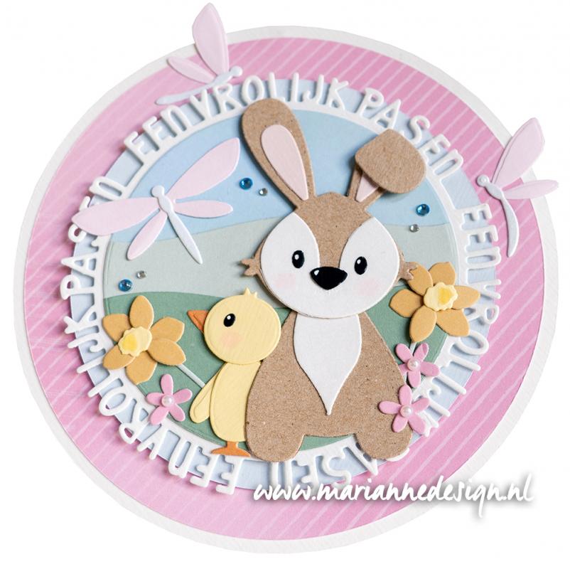 Marianne Design Craftable Vrolijk pasen cirkel by Marleen CR1580