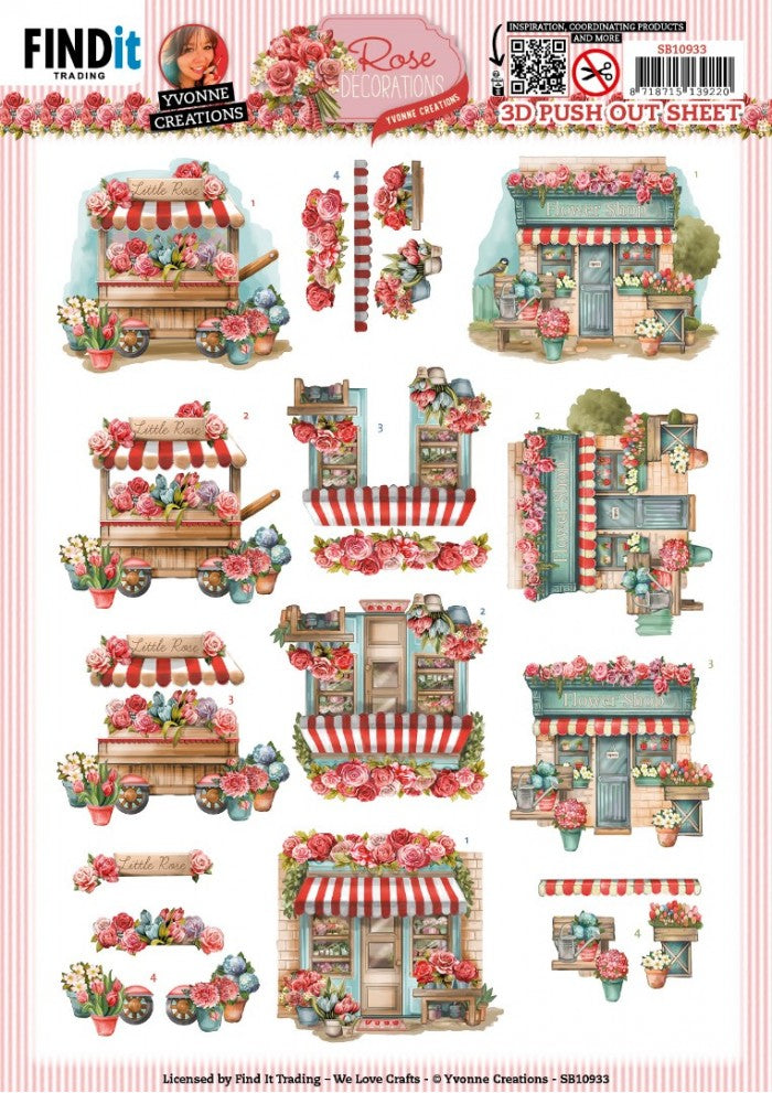 3D Push Out - Yvonne Creations - Rose Decorations - Rose Shopping