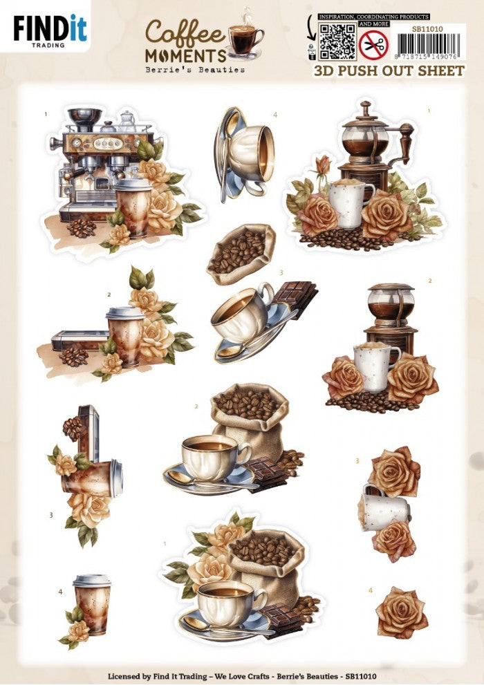 3D Push out Sheet - Berries Beauties - Coffee Moments - Coffee Machine