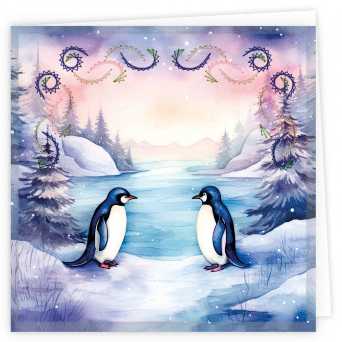 Stitch and Do Embroidery Cards 7 - Berries Beauties - Penguins