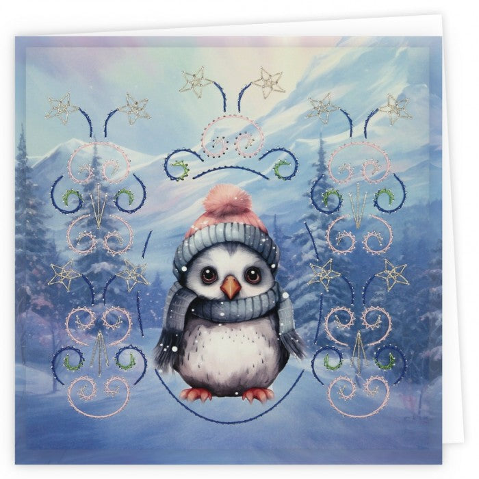 Stitch and Do Embroidery Cards 10 - Berries Beauties - Cute Penguins
