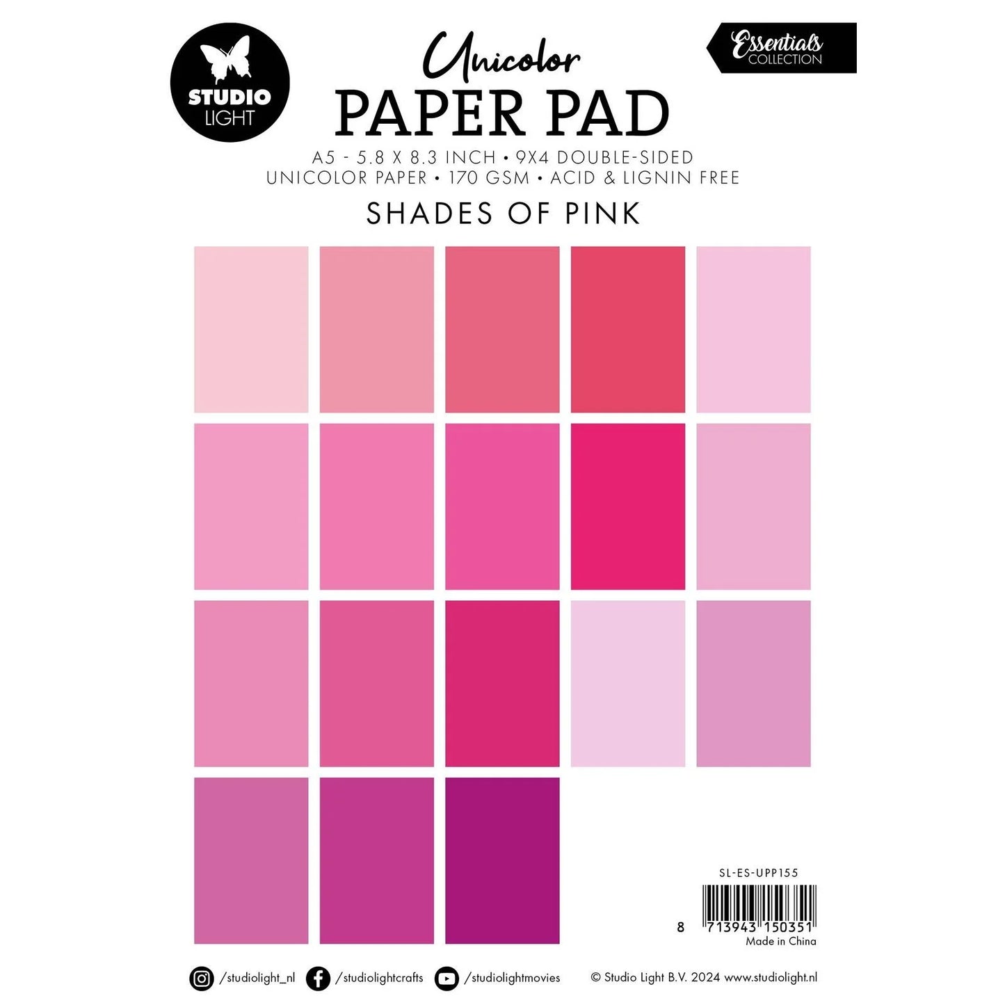 SL Unicolor paperpad Shades of Pink