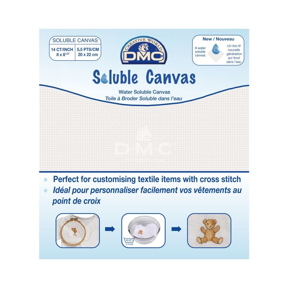 DMC DC90 Wateroplosbaar canvas 14 count 5,5 kruisjes per cm 20 x 22 cm