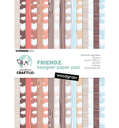 StudioLight Creative Craftlab | Designer Paper Pad Woodgrain Friendz nr.241