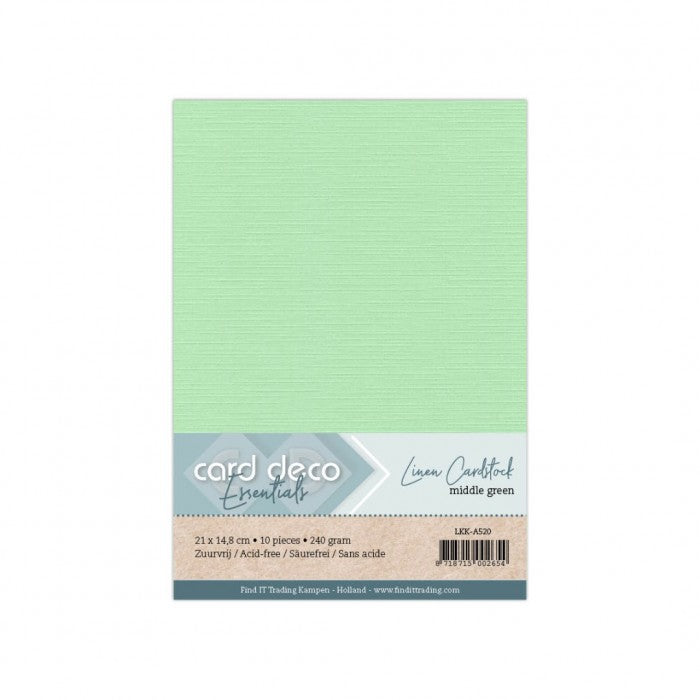 Card Deco Linen Cardstock - A5 - Middengroen