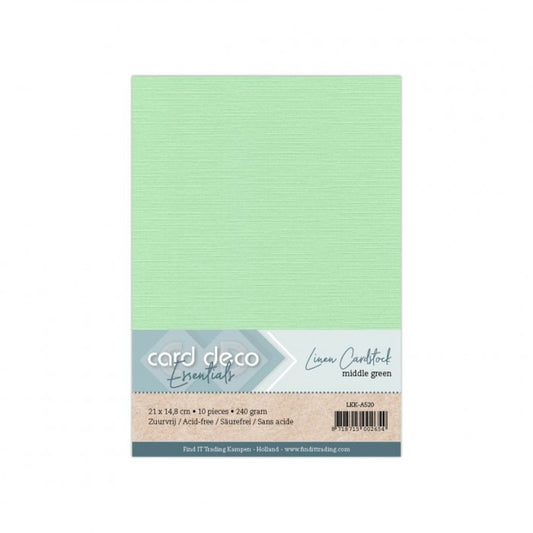 Card Deco Linen Cardstock - A5 - Middengroen