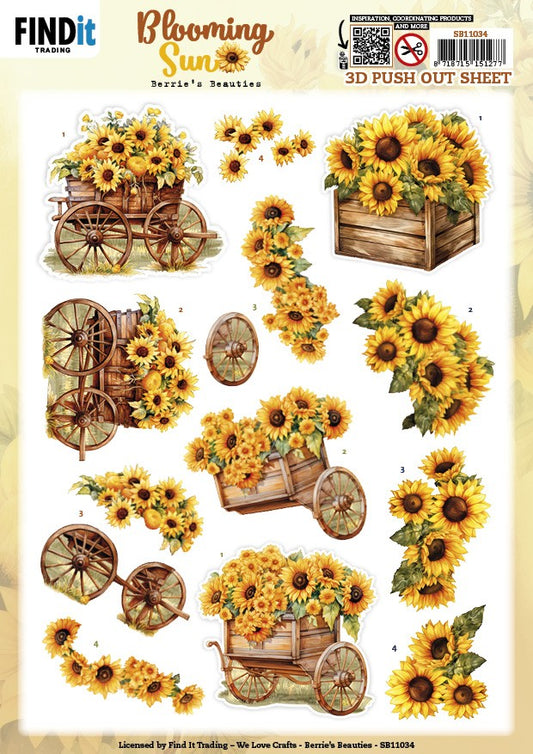 3D Pushout Sheet - Berries Beauties - Blooming sun - Sunflower Wagon