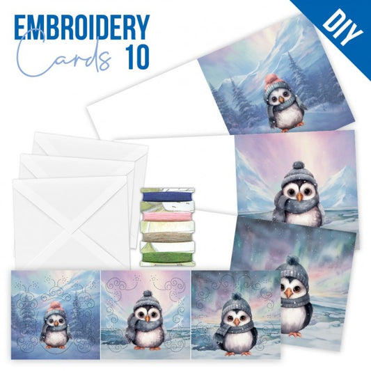 Stitch and Do Embroidery Cards 10 - Berries Beauties - Cute Penguins