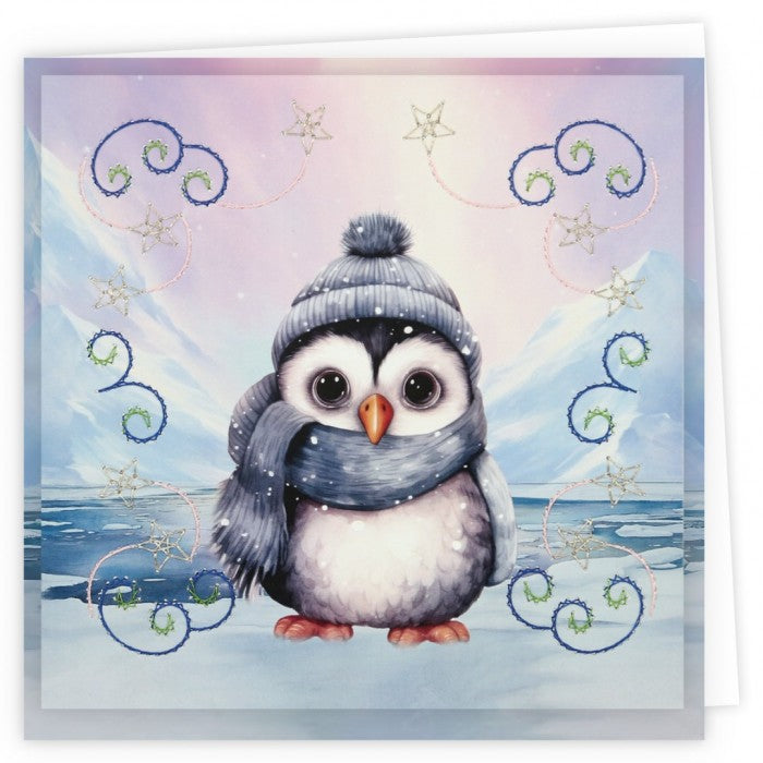 Stitch and Do Embroidery Cards 10 - Berries Beauties - Cute Penguins