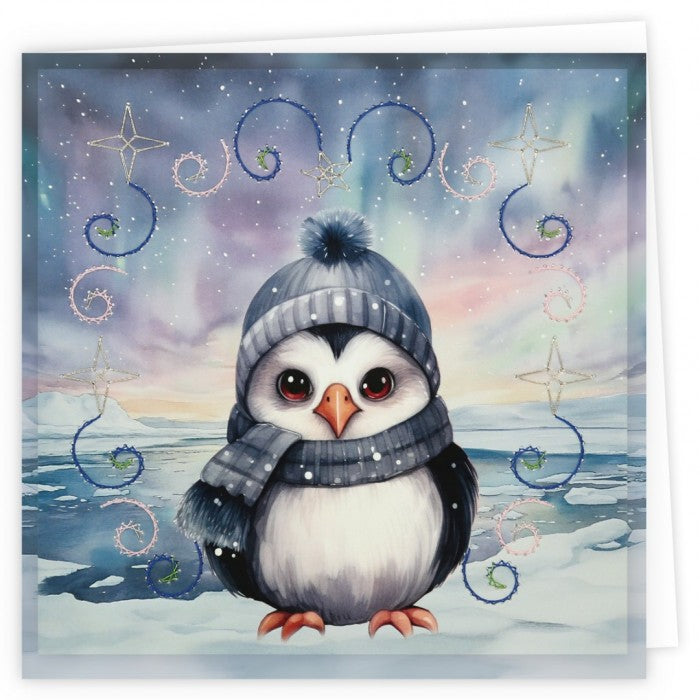 Stitch and Do Embroidery Cards 10 - Berries Beauties - Cute Penguins