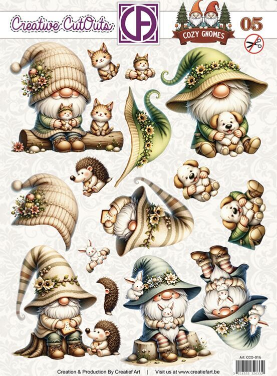 Cozy Gnomes set uitdrukvellen 5st.