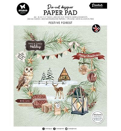 Designer die-cut paperpad Festive Forest Essentials nr.219