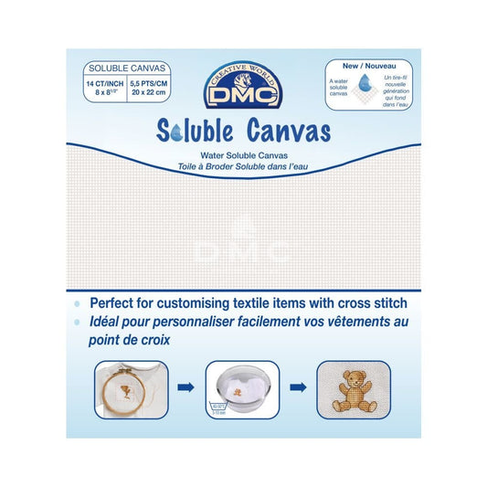 DMC DC90 Wateroplosbaar canvas 14 count 5,5 kruisjes per cm 20 x 22 cm
