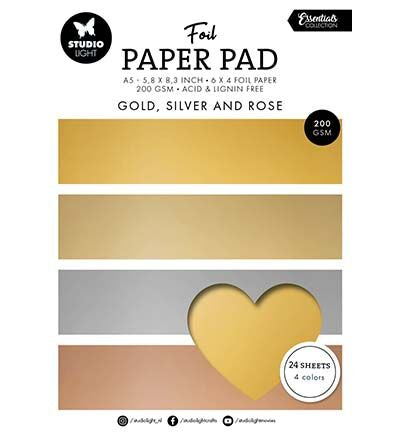 Foil Paper Pad Gold, silver and rose Essentials nr.210