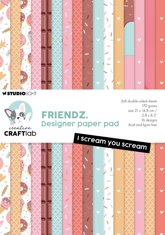 SL Creative Craftlab Design Paper Pad I scream you scream Friendz nr.191